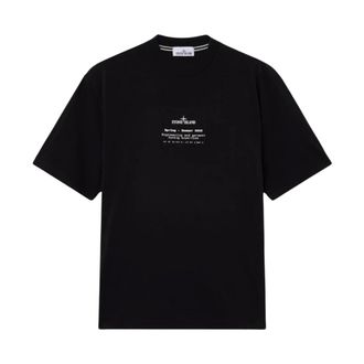 Stone Island T-Shirts, male, Black, Size: XL Print Cotton Jersey T-Shirt