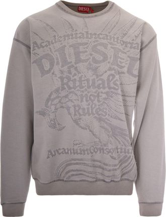 Diesel White Aron Devor&eacute; Cotton-Blend Sweatshirt
