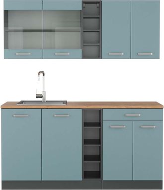 Vicco Cocina Vers&aacute;til R-line, Gris Azulado/antracita, 160 Cm, Et Roble