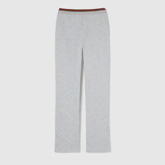 Gucci Cotton Jersey Leisure Pants With Web, Grey, Ready-to-wear