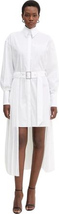Karl Lagerfeld Shirtjurk met plooipaneel - Dames - Shirt Kleedjes - Wit - XS - Katoen - Kleedjes