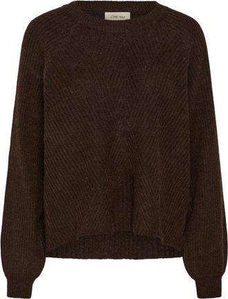 Cream Jersey de cuello redondo - Knitwear - Mujer - Marr&oacute;n - 2XL
