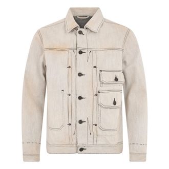 Diesel Giacca in denim con colletto e tasche - - Jackets - Uomo - Beige - S
