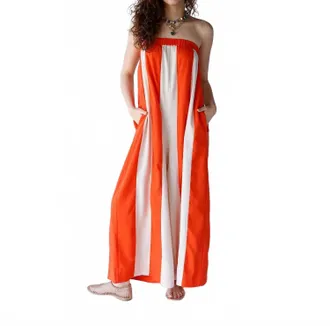 Wishlist Striped Strapless Jumpsuit In Sunkissed