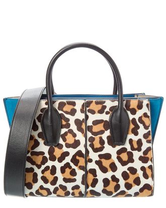 Tod's TodS Logo Haircalf & Suede Tote