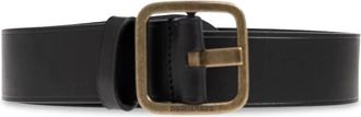 Dsquared2 Plaque Riem - Dames - Riemen - Zwart - 70 CM - Leer - Accessoires
