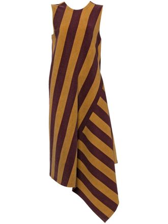 Uma Wang striped asymmetric dress - Yellow