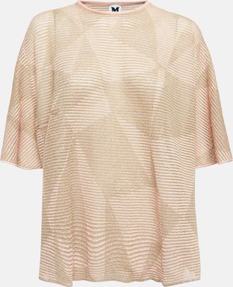 M Missoni Metallic Pink Lurex Knit Top
