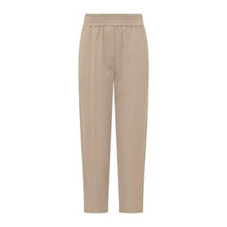 Brunello Cucinelli WomenS Bleeker Beige Wool Blend Tapered Trousers, Size 8