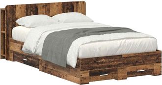 vidaXL Estructura De Cama Con Almacenamiento Madera Envejecida Vidaxl