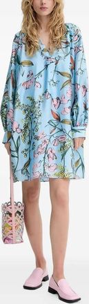 Stine Goya Abito corto con stampa a fiori - Blu