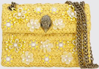 Kurt Geiger Borsa Kensington in rafia crochet con fiori e perle ricamate