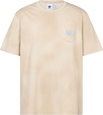 adidas Mens adidas originals Y2K Tee 2 Gradient Clouds Logo Alphabet Round Neck Sports Short Sleeve Beige T-Shirt HM8034