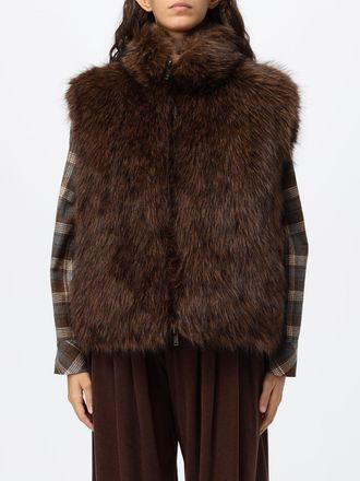 Eleh Reversible Padded Faux Fur Vest with High Neck