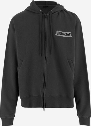 Balenciaga Black Masking Tape Zip-up Hoodie