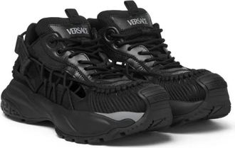 Versace Low-Top Sneaker - Black Panelled Sneakers With Cut-Out Detailing - Gr. 40 (EU) - in Schwarz - für Damen