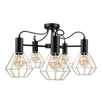 Netlighting Lars Multi Arm Semi Flush Ceiling Light Black 60cm 5x E27