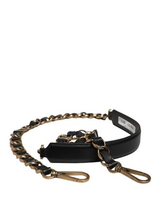 Dolce & Gabbana Black Leather Gold Chain Bag Accessory Shoulder Womens Strap