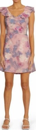 Wildfox Womens Blair Deep V Neck Ruffle Dress In Abstract Watercolor