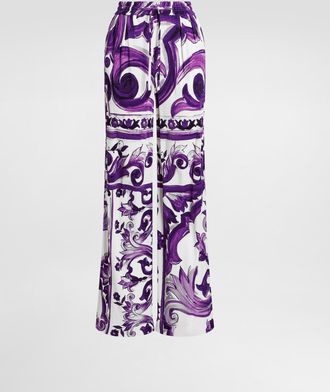 Dolce & Gabbana Majolica-print Trousers - Woman Pants And Shorts Multicolor Viscose 36