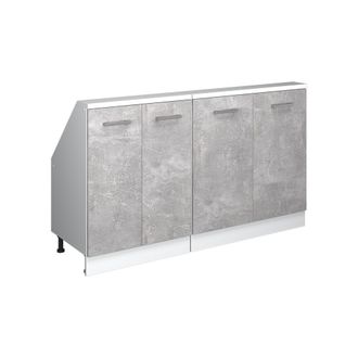 Vicco Armario De Cocina Para Techo Inclinado R-line, Hormig&oacute;n/blanco, 140 Cm Lote De 2, Vicco