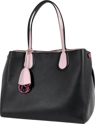 Dior Black Leather Handbag Tote Bag (Pre-Owned)