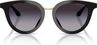 Armani 49mm Round Sunglasses in Black /Grey Gradient at Nordstrom