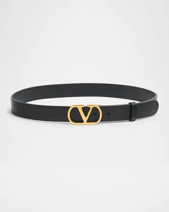 Valentino Garavani VLogo Signature Leather Belt, 30mm