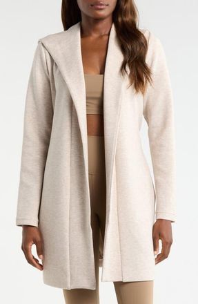 Lord & Taylor Dreamweave Hooded Wrap Cardigan in Heather Island Fossil at Nordstrom, Size X-Small