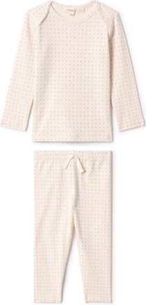 Fragile Girl 2 Piece Ribbed Square Print Top and Pants Set in Vanilla at Nordstrom, Size 18M