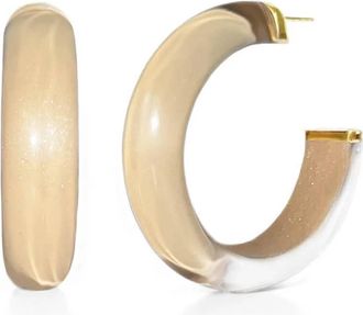 Gold & Honey Womens Small Illusion Lucite Hoop Earrings In Caramel