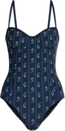 Tory Burch Balconette Badpak - Dames - Badpakken - Blauw - XL - Nylon - Badmode