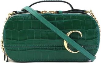 Chlo&eacute; Tweedehands leren handtassen - Dames - Vintage Handtas - Groen - ONE Size - Leer - Vintage