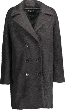 Desigual Polyester Buttoned Coat with External Pockets