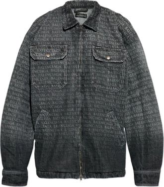 Balenciaga Denim Jackets, male, Gray, Size: XL Monogrammed Denim Jacket