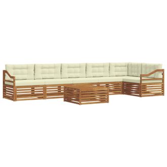 vidaXL Conjunto De Sof&aacute;s De Exterior Con Coj&iacute;n 7 Pcs Natural Y Crema Vidaxl