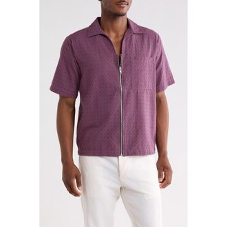Raga Man Azzish Zip Cotton Shirt in Aubergine at Nordstrom Rack, Size Xx-Large