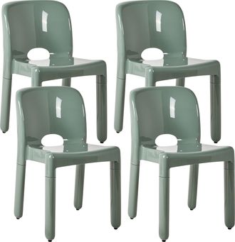 Beliani Conjunto De 4 Sillas De De Jard&iacute;n De Pl&aacute;stico Para Interior Y Exterior Sin Reposabrazos Apilables Verde Betim