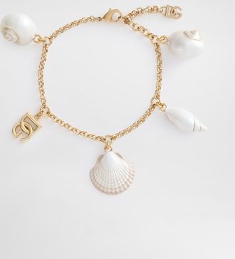 Dolce & Gabbana Bracelet With Dg Logo And Shell Charms - Woman Bijoux Gold Metal Onesize