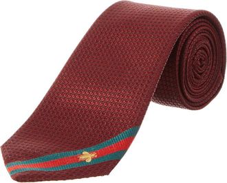 Gucci Red Bee Web Silk Tie
