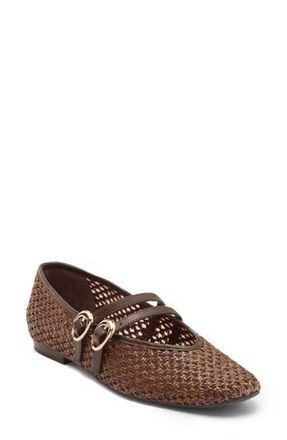 Dolce Vita Alenia Woven Mary Jane Flat in Chocolate Raffia at Nordstrom Rack, Size 9