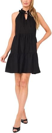 CeCe by Cynthia Steffe Linen Sun Dress With Buttons Womens Dress Rich Black : XL, Linen/Rayon