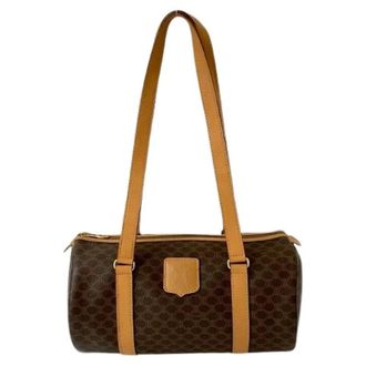 Celine Pre-owned Shoulder Bags, female, Brown, Size: ONE SIZE Pre-owned Macadam Trionfo PVC Leather Handbag