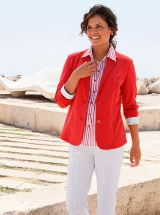 Casual Looks Jackenblazer CASUAL LOOKS Jersey-Blazer, Damen, Gr. 36, erdbeere, 76% Polyester, 20% Viskose, 4% Elasthan, Blazer Jackenblazer