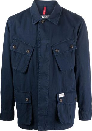 Fay Marineblauwe Cargo Pocket Jas - Heren - Zomerjassen - Blauw - M - Katoen - Jassen