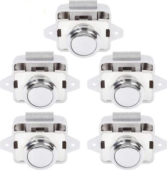 OEM Bot&oacute;n Pulsador Para Cerrar La Puerta De Un Armario, Apto Para Autocaravanas, Motocicletas O Caravanas (5 Unidades, Color Plata)