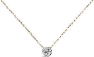 House of Brilliance 14K Yellow Gold Plated Sterling Silver 3/8 Cttw Diamond Cluster Pendant Necklace in Yellow Gold Over Silver at Nordstrom