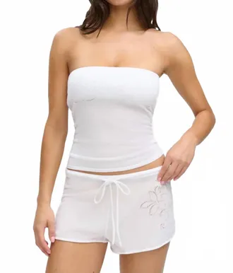 Frankies Bikinis Margot Knit Tube Top In White Hibiscus