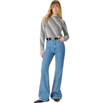 Missoni Mock Neck Sweater With Flame Pattern in Black & Grey at Nordstrom, Size 40 It