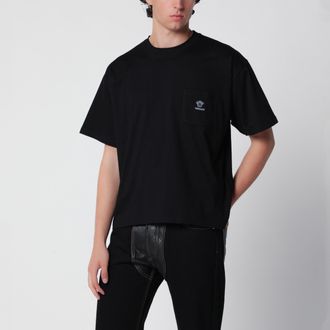 Versace T-shirt in jersey di cotone con ricamo Medusa nera
